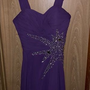 Purple sequined embroidered prom dress